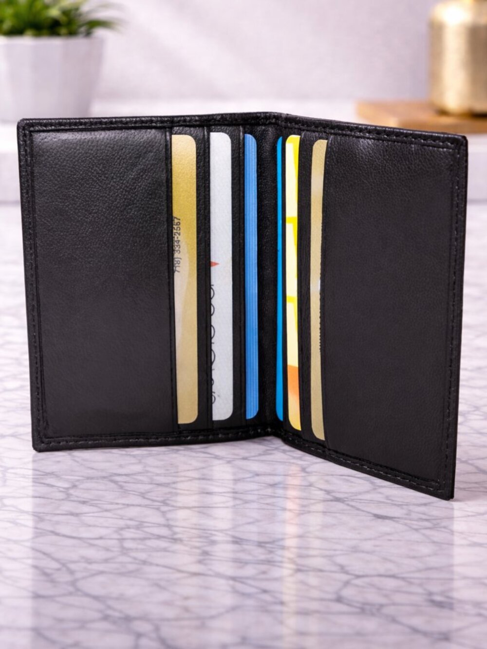 Genuine Leather Business Bifold Credit Card Holder for Men